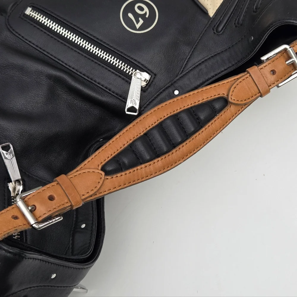 RARE LAUREN RALPH LAUREN QUILTED BIKER STYLE HOBO BAG